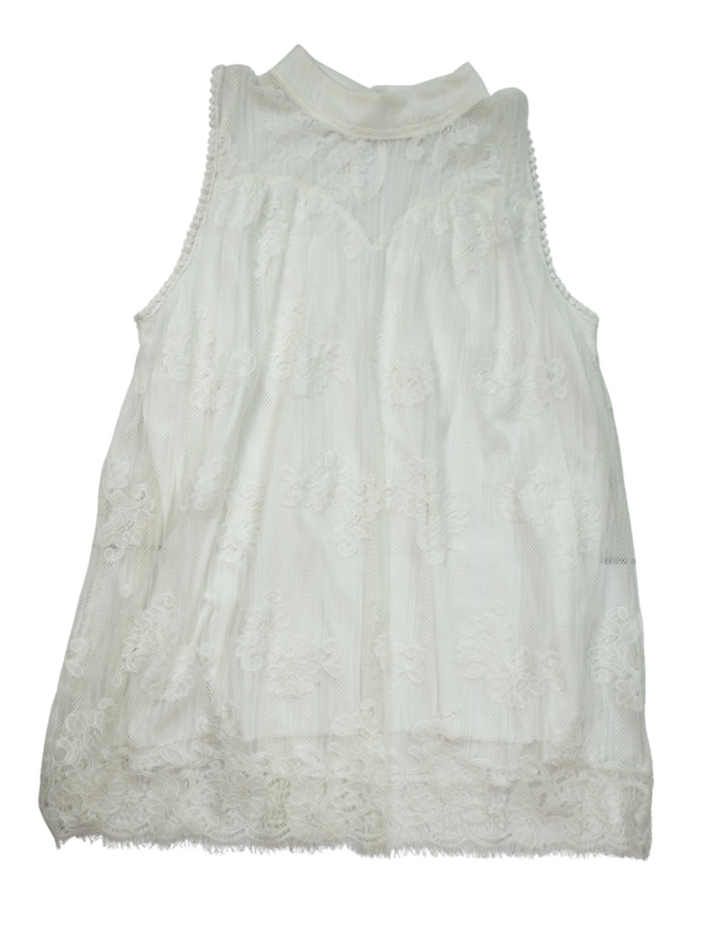 Shannon Ford New York Lace Tunic Top 1X Ivory Sleeveless Plus Size Romantic